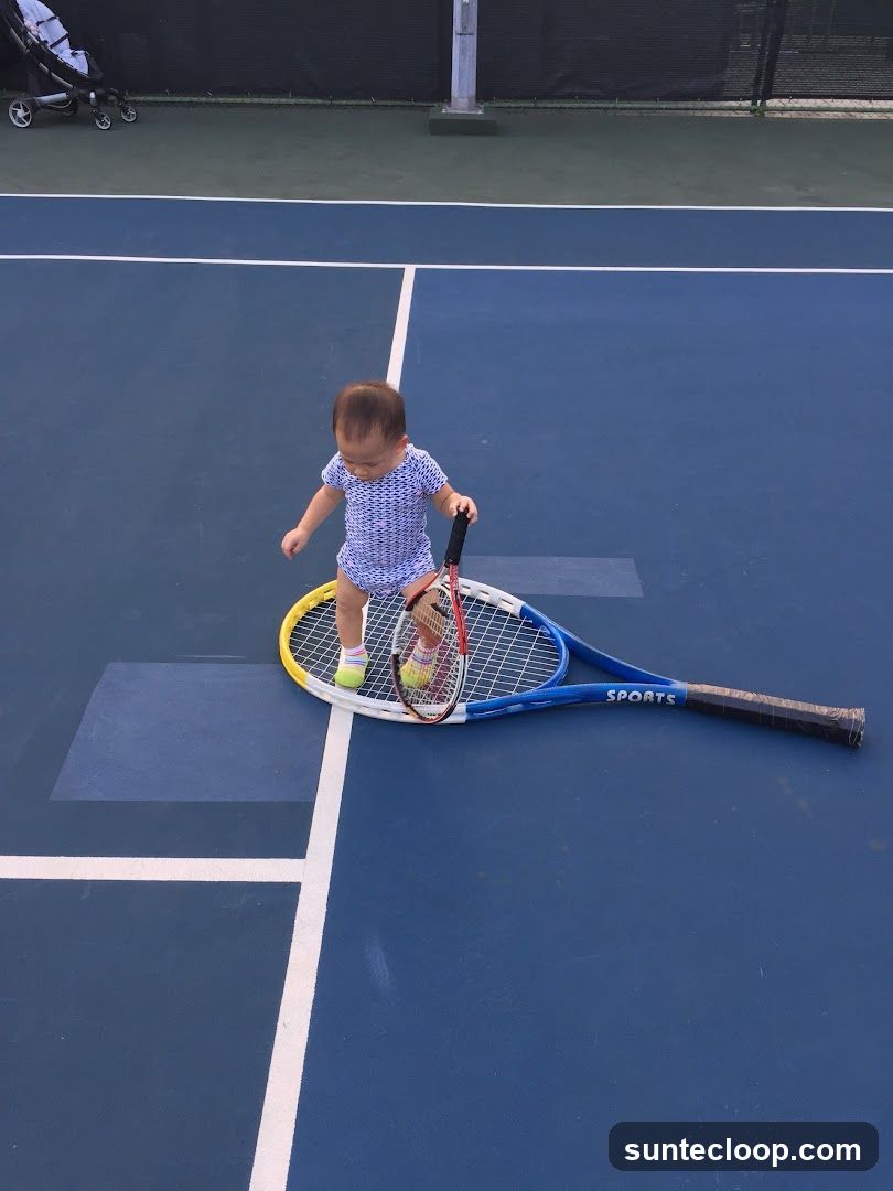 Baby on Tennis Court