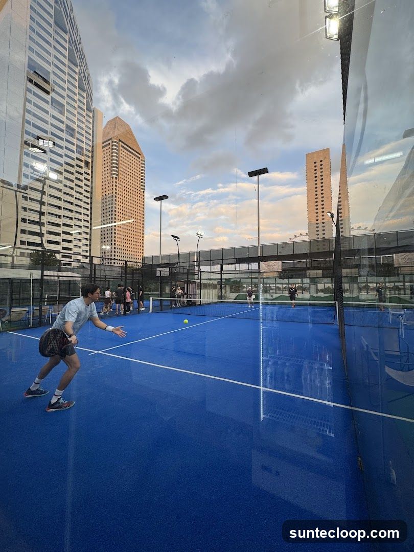 Padel Court with City Skyline