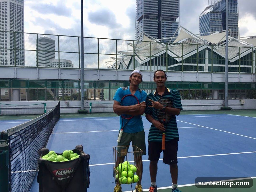 Two men on a tennis court