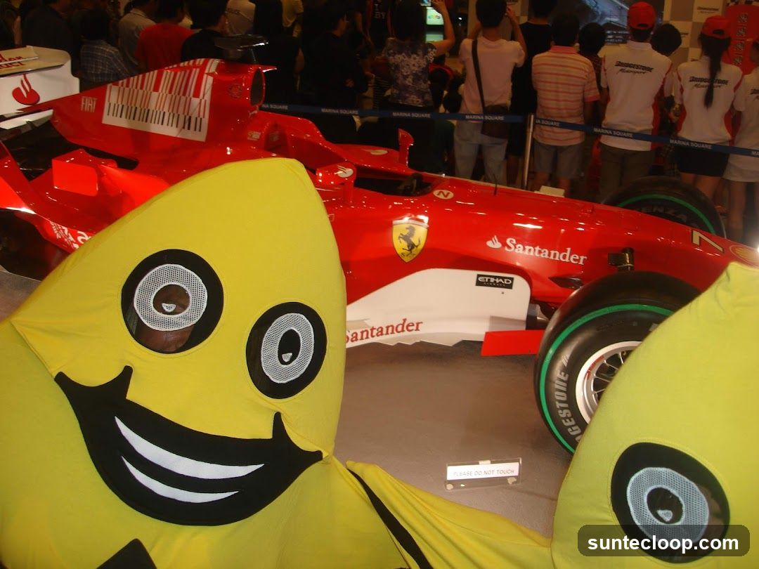 Formula 1 Car Display with Mascot