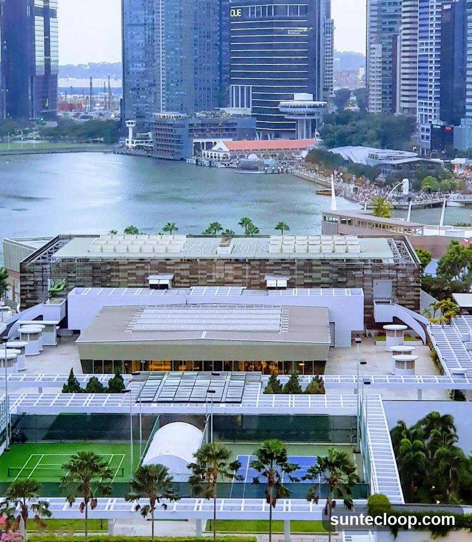 Modern Sports Complex with City Skyline