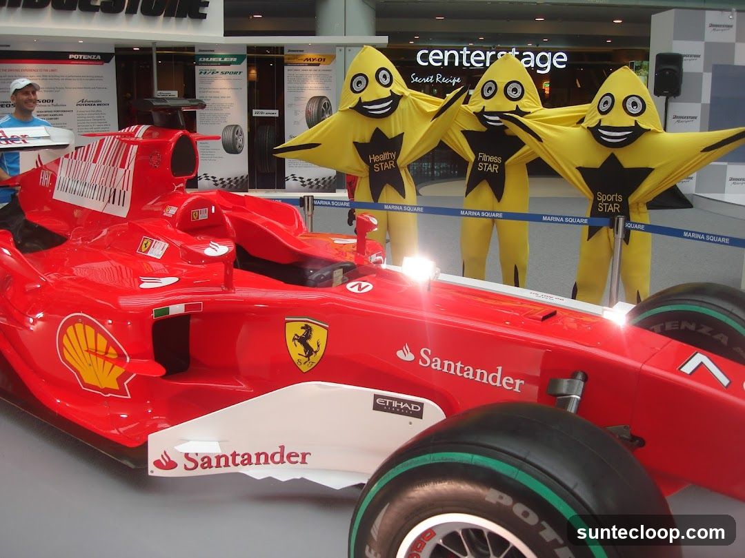 Ferrari Formula 1 Car Display with Mascots