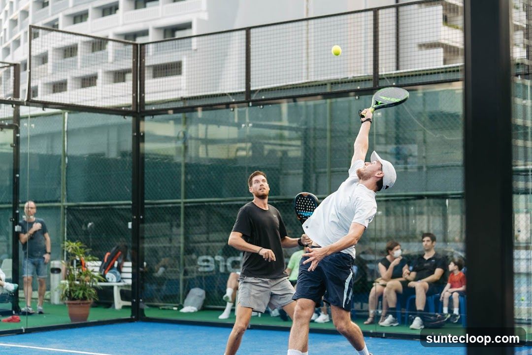 Padel players in action