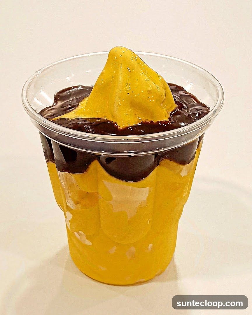 Mango Soft Serve with Chocolate Sauce