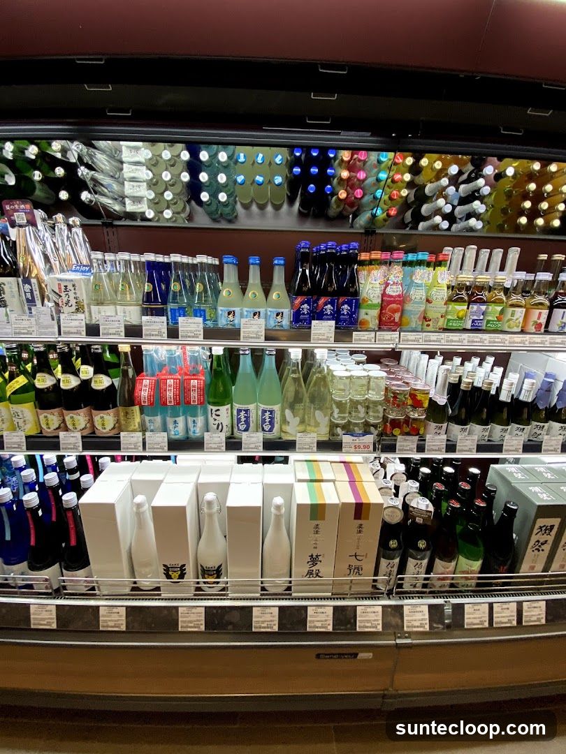 Bottles of Sake and Other Beverages