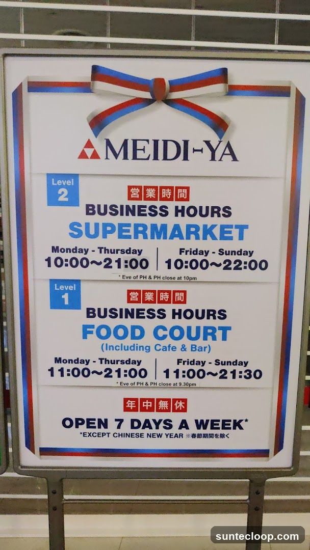 MEIDI-YA Business Hours Sign