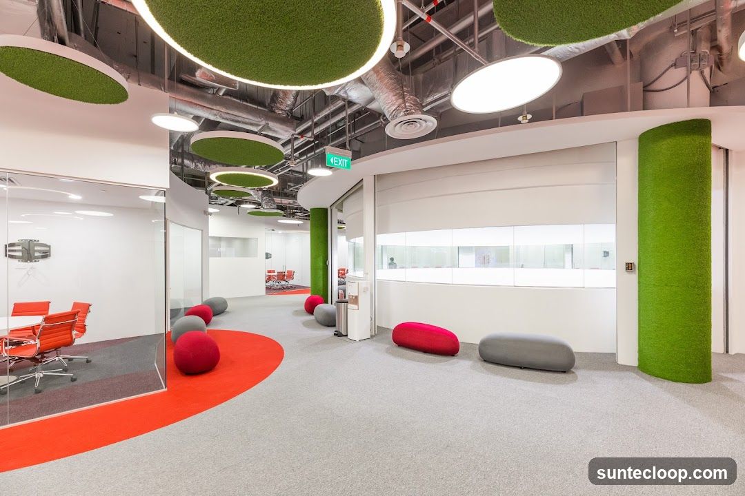 Modern Office Interior with Green Accents