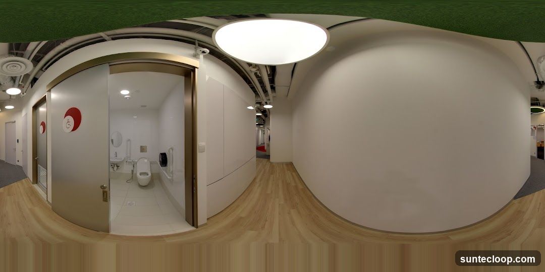 Modern Office Hallway with Accessible Restroom