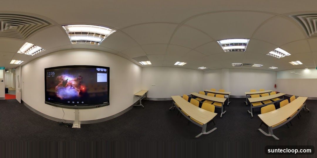 Classroom with Smartboard and Desks