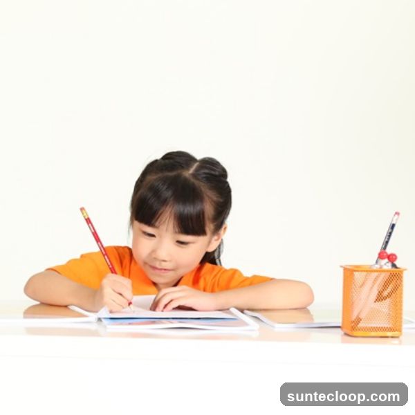 Young girl writing