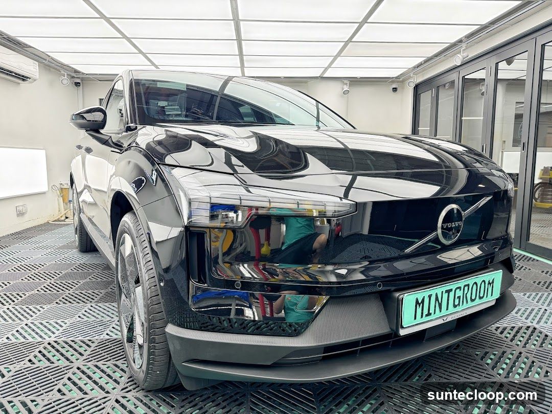 Black Volvo Car in a Detailing Bay