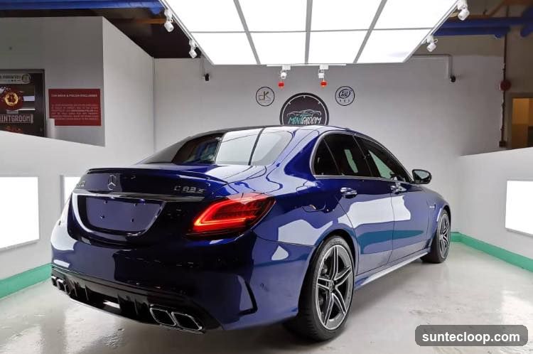 Blue Mercedes-Benz C63 S