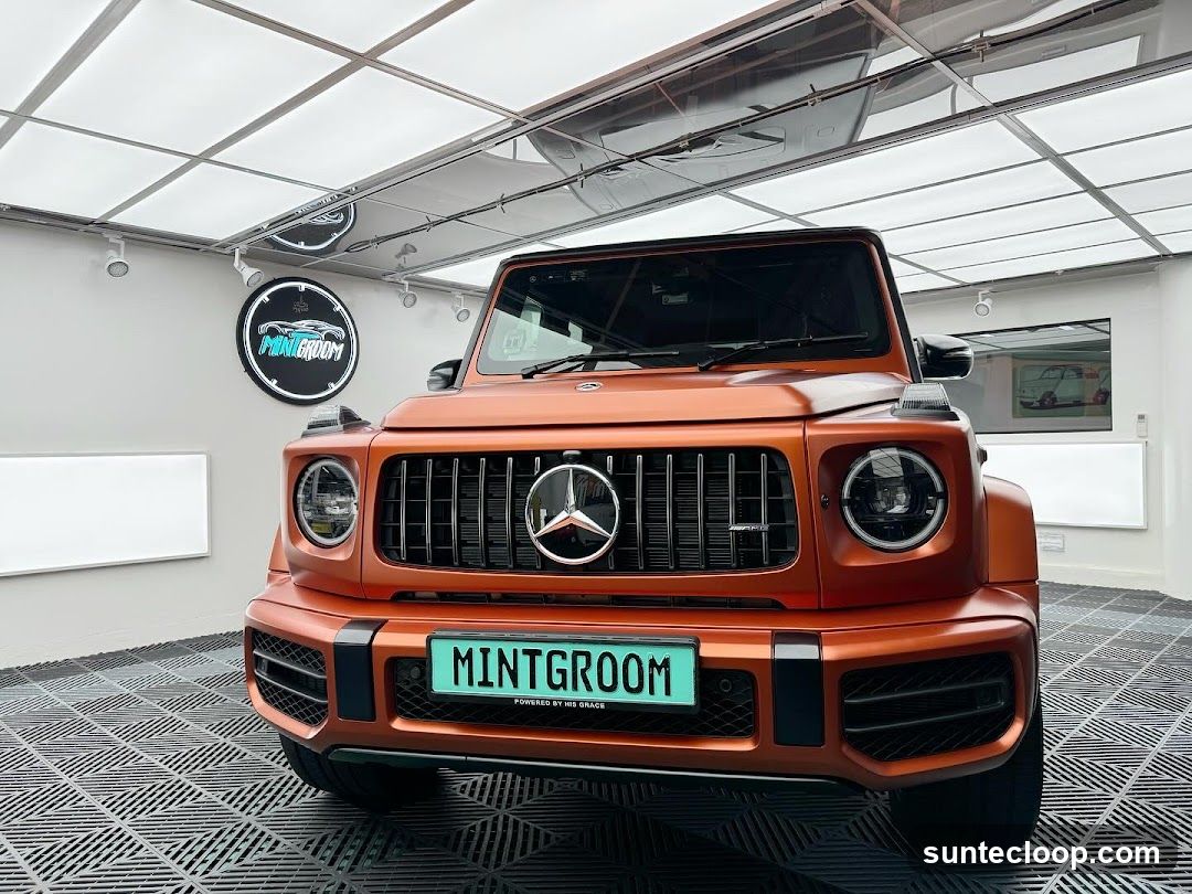 Orange Mercedes G-Wagon in a Car Detailing Bay