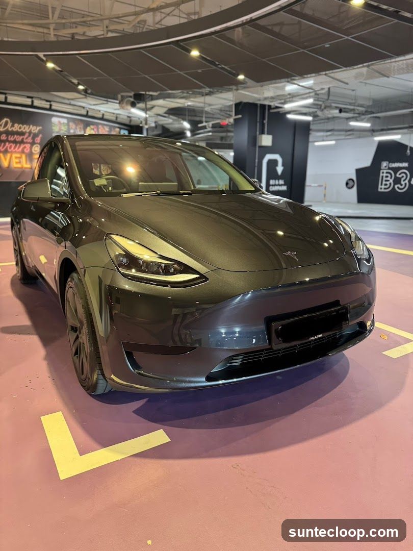 Tesla Car in Parking Lot