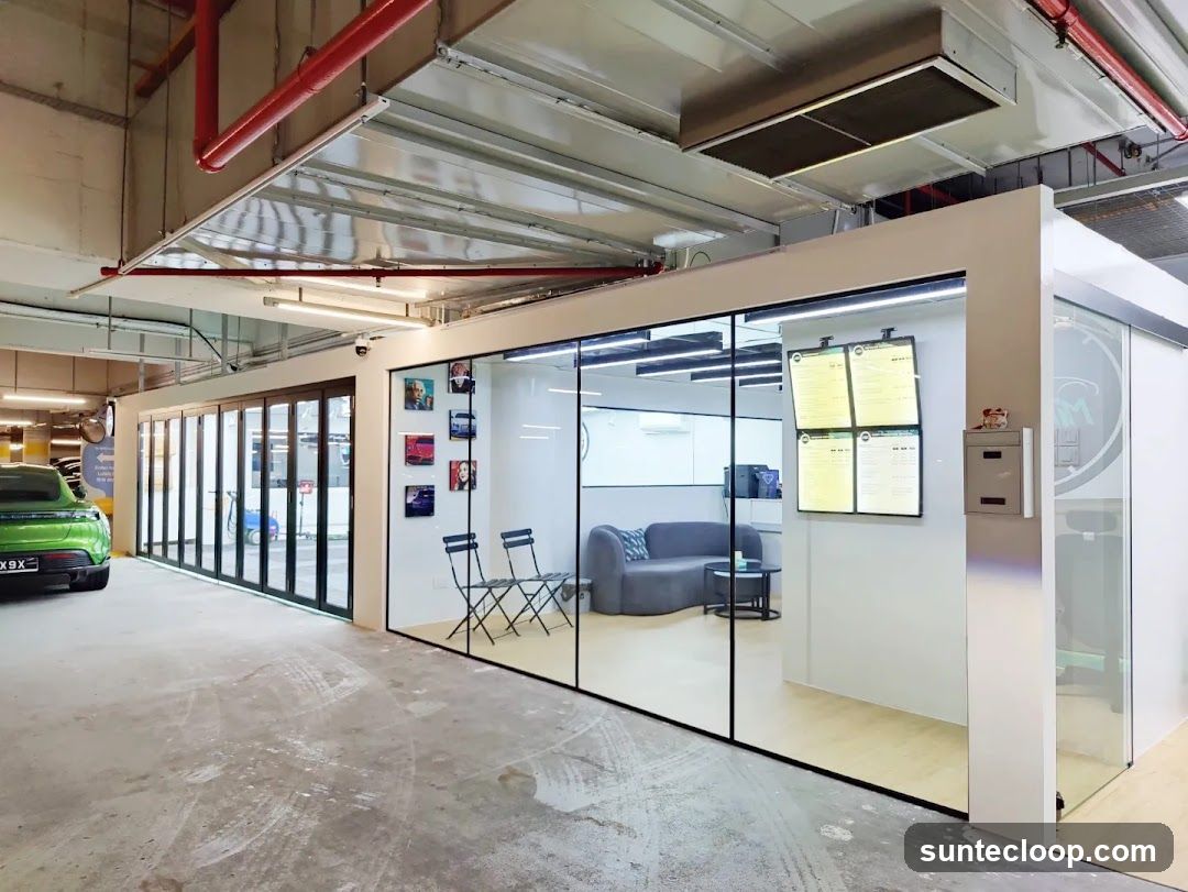Modern Office Space with Car Display