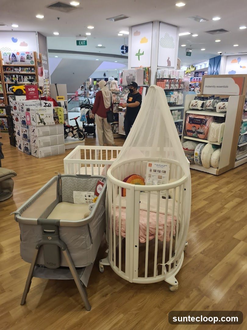 Baby Store Interior with Cribs