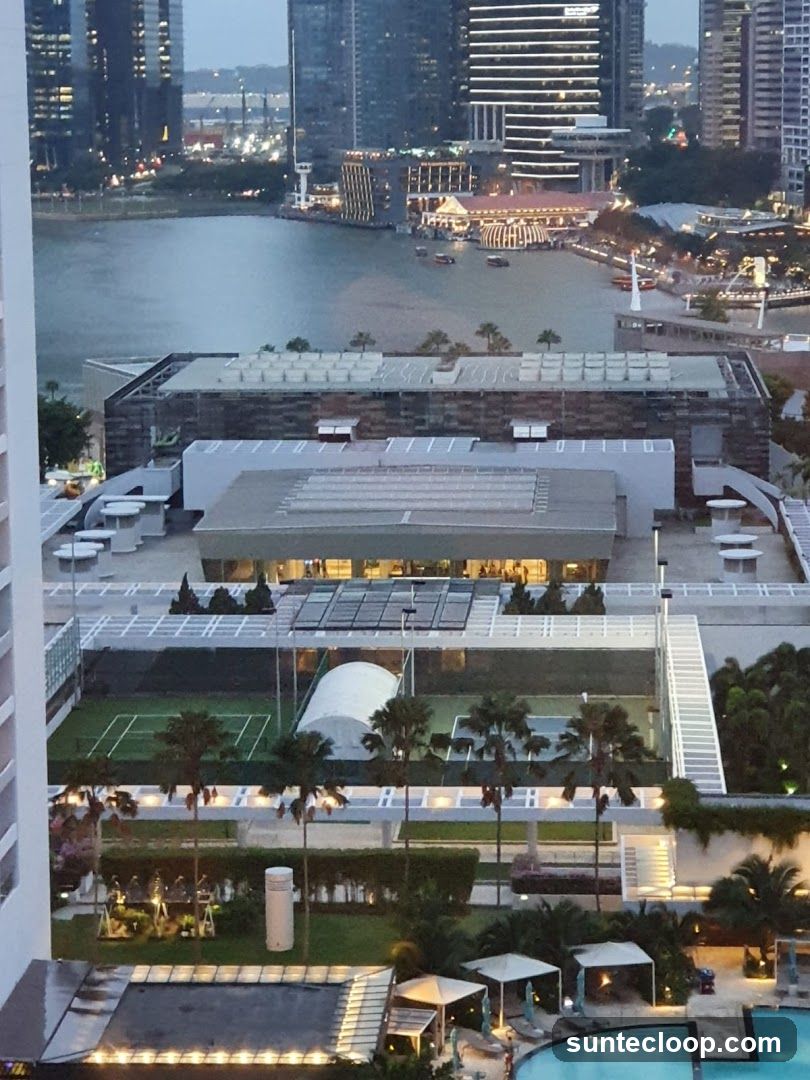 Cityscape with Waterfront and Recreational Facilities
