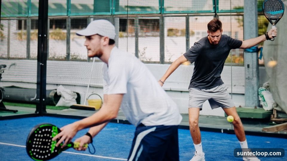 Two men playing padel