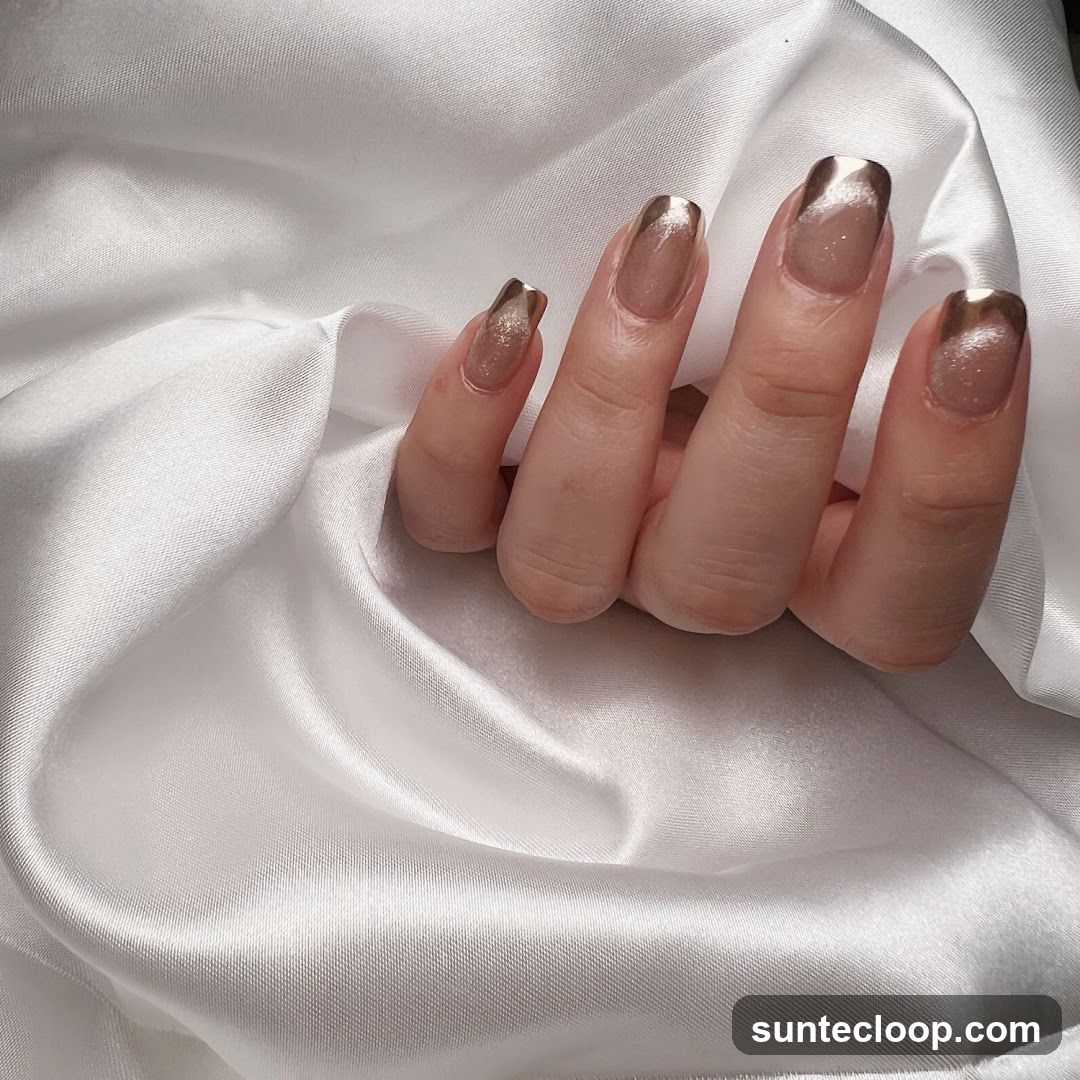 Nails with Gold French Tips