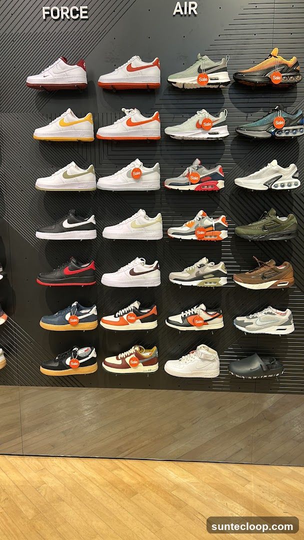 Nike Air Force and Air Max Shoes Display