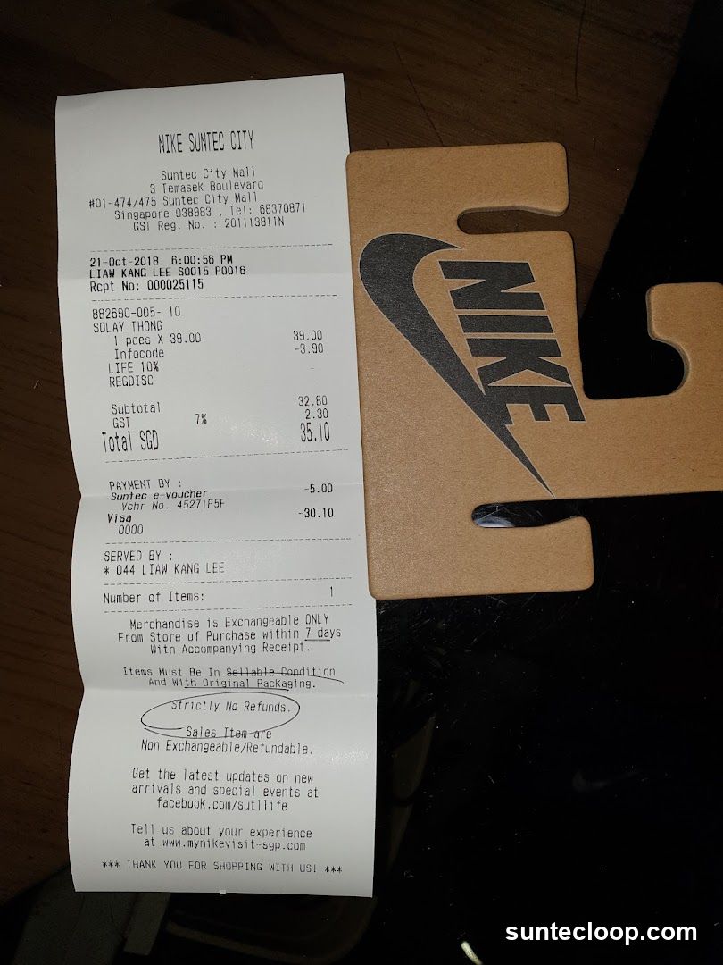 Nike Receipt and Tag
