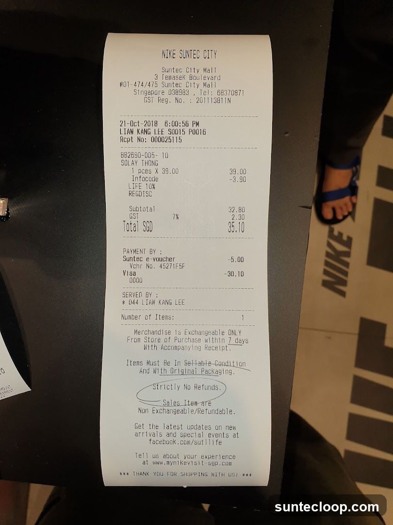 Nike Receipt
