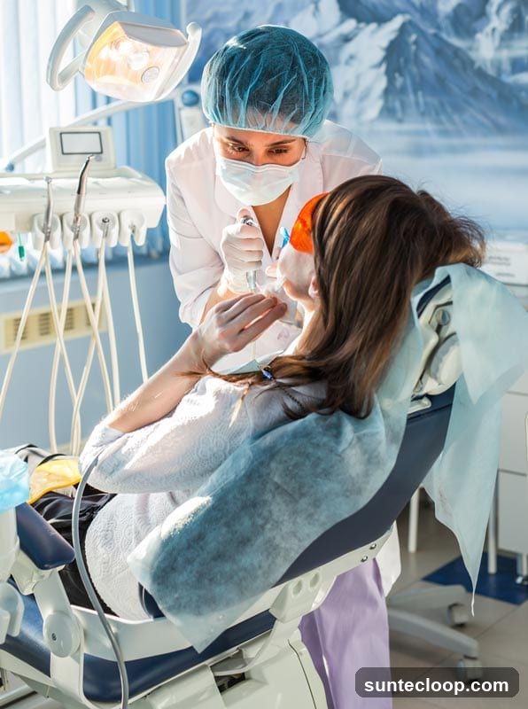Dentist examining a patient
