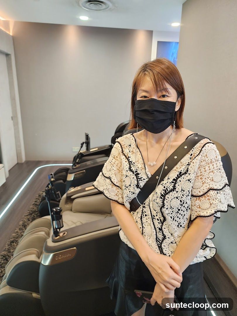 Woman in Massage Chairs