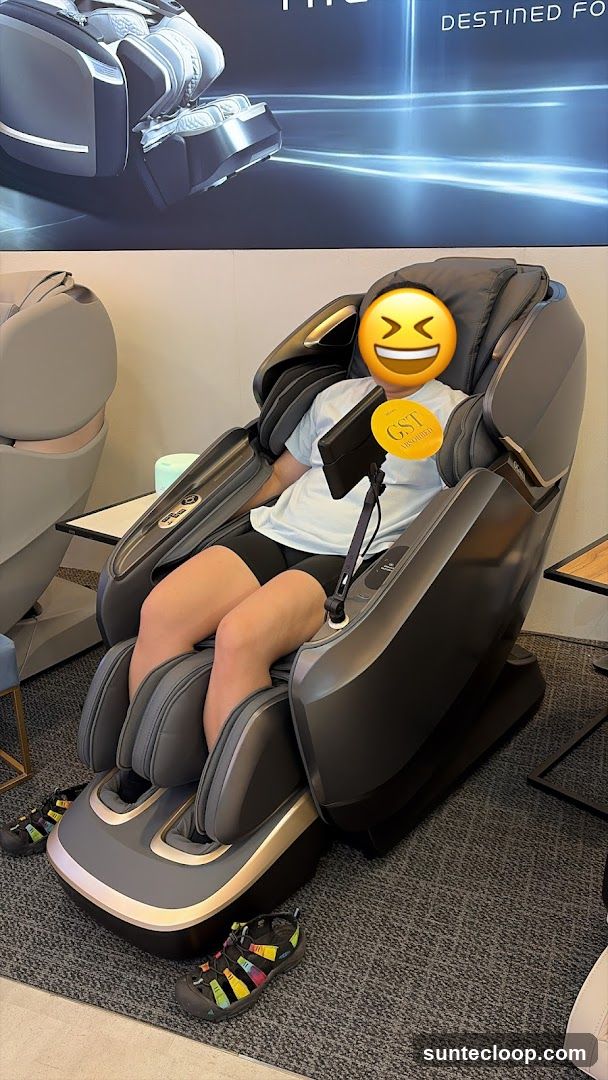 Person testing a massage chair