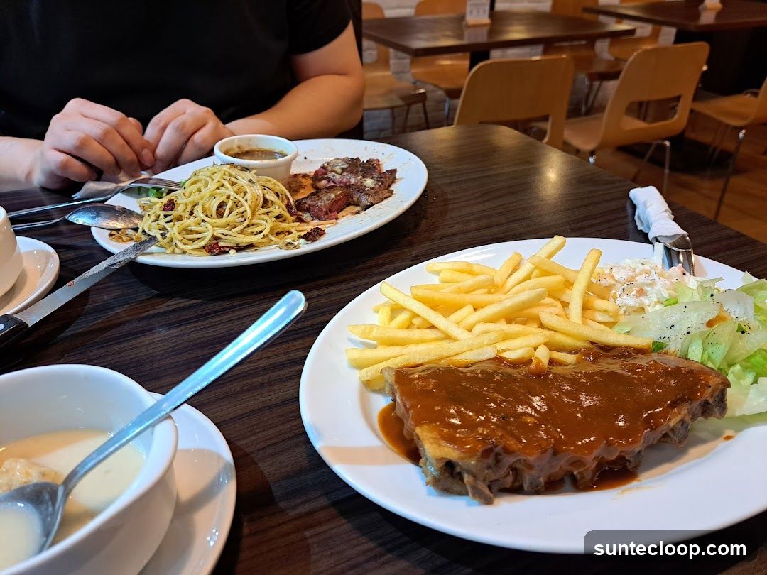 Diners Enjoying Meals at a Restaurant