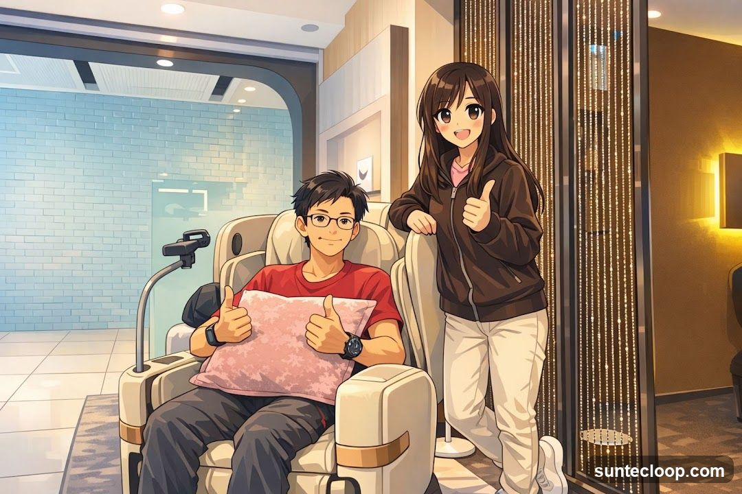 Couple giving thumbs up in a spa