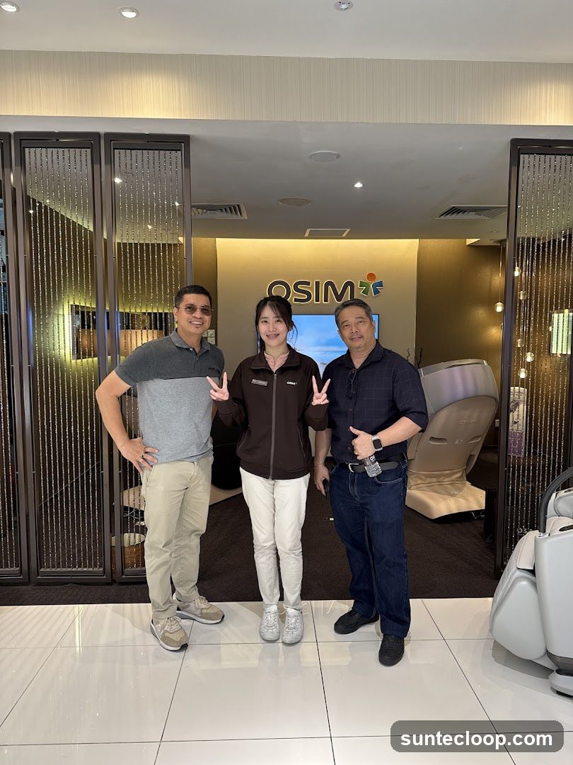 People Posing in Front of OSIM Store