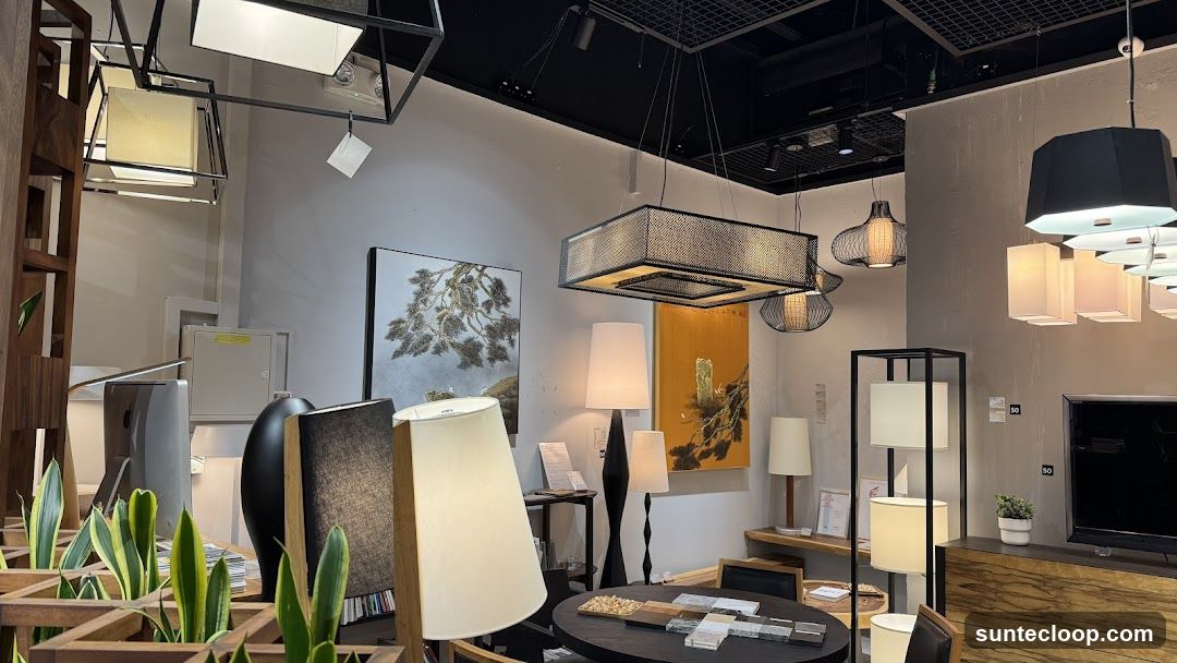 Interior of a lighting and home decor store