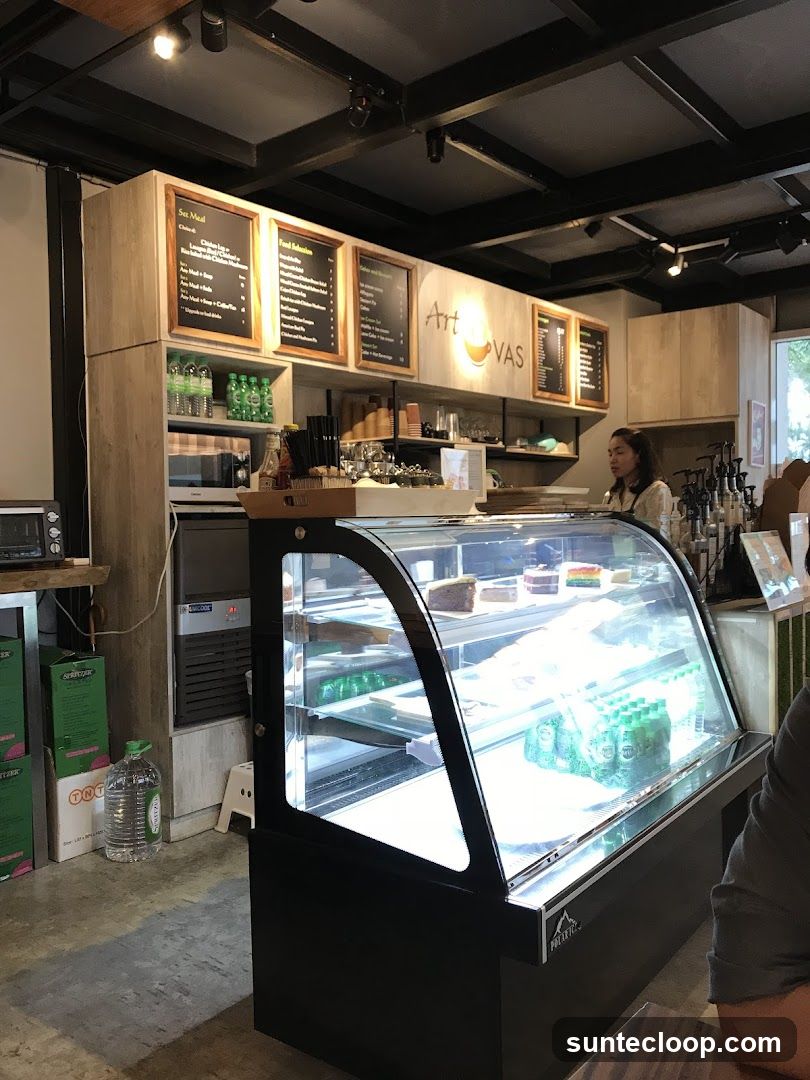 Cafe Interior with Display Case