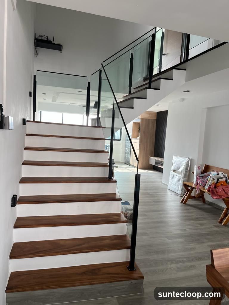 Modern Staircase with Glass Railings