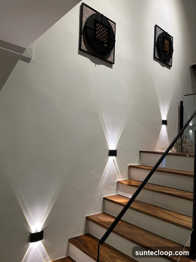 Staircase with Modern Wall Sconces