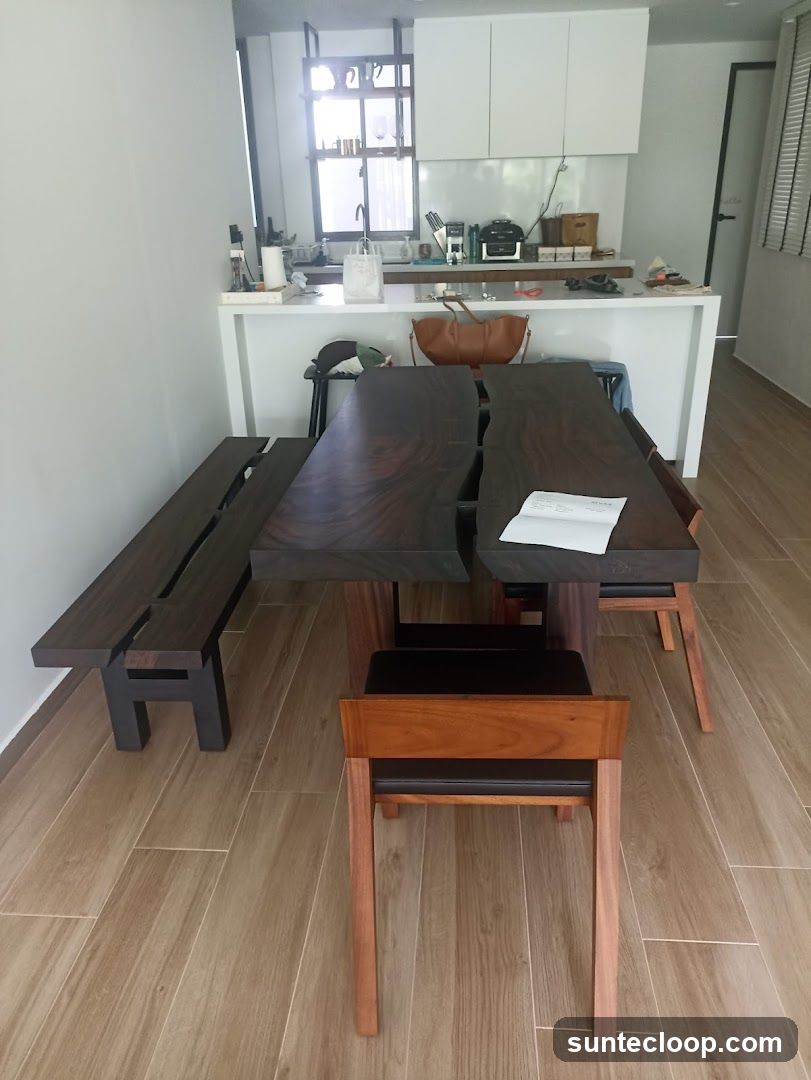 Dining Area with Live-Edge Table