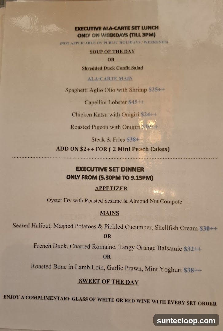 Executive Set Lunch and Dinner Menu