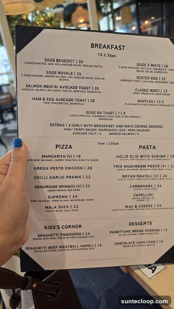 Breakfast, Pizza, Pasta, Desserts, Kids's Corner