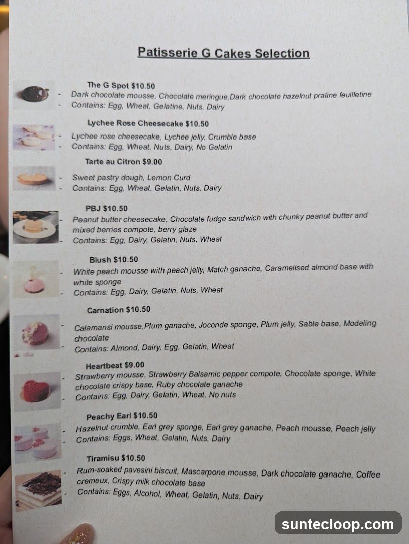 Patisserie G Cakes Selection