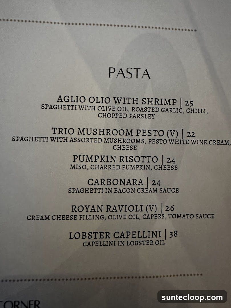 Pasta Menu