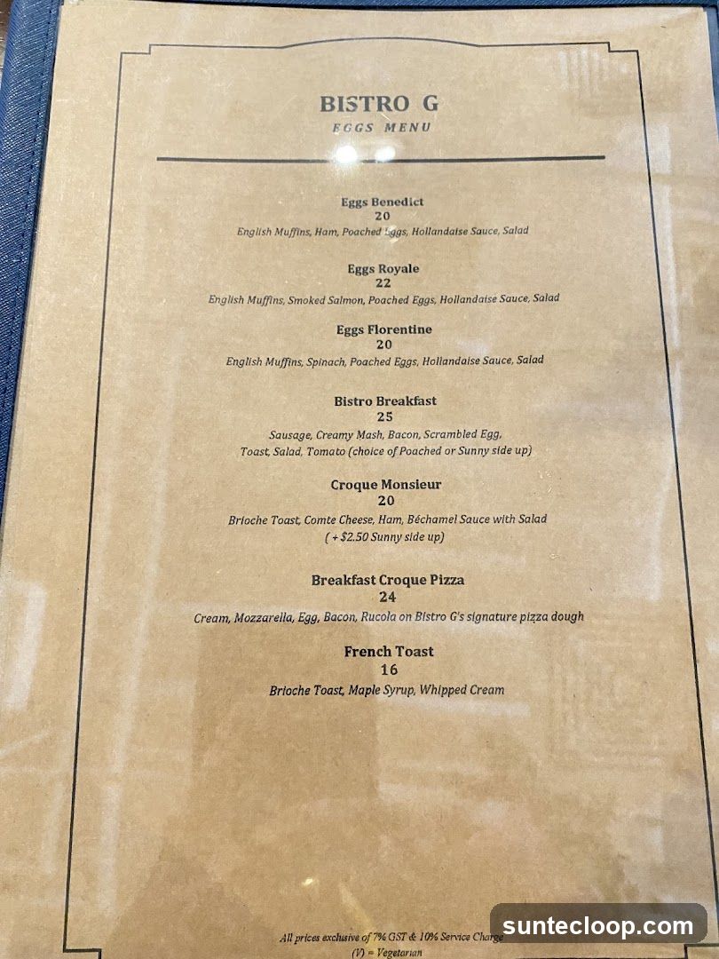 BISTRO G EGGS MENU