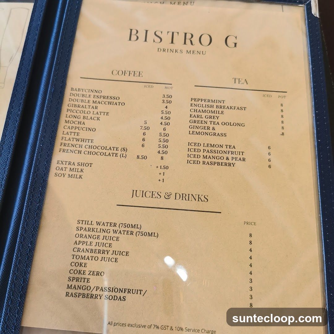 BISTRO G DRINKS MENU