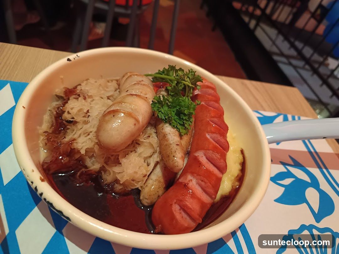 Sausages with Sauerkraut and Mashed Potatoes