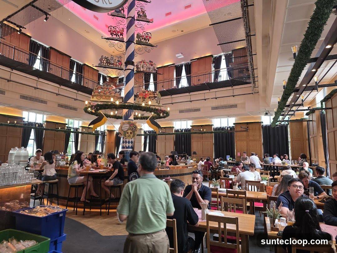 Interior of a busy restaurant with patrons dining