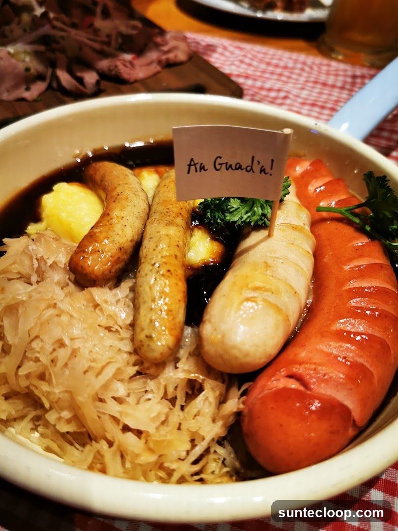Sausage Platter with Sauerkraut and Mashed Potatoes