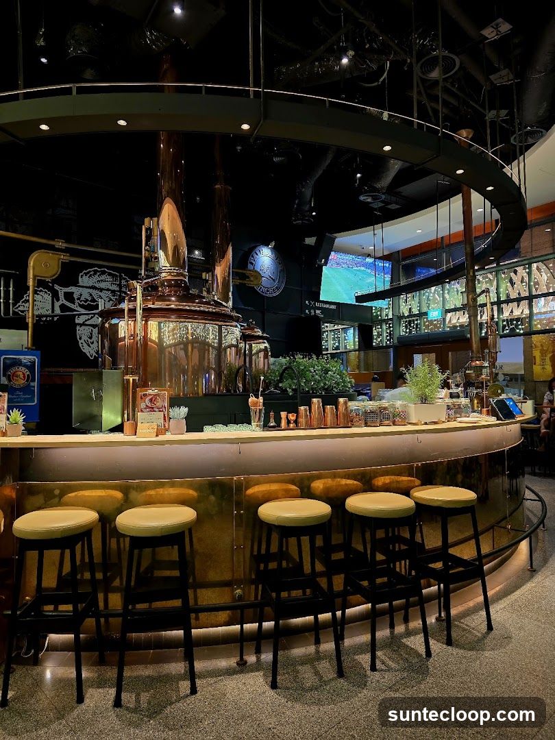 Bar Interior with Copper Brewing Equipment