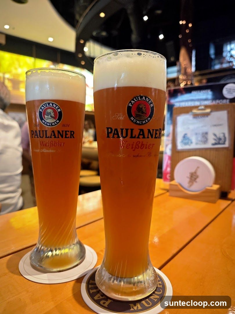Two glasses of Paulaner Weissbier