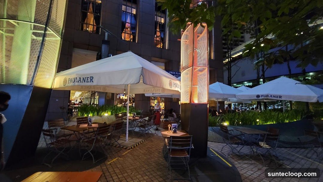 Outdoor Seating Area with Umbrellas
