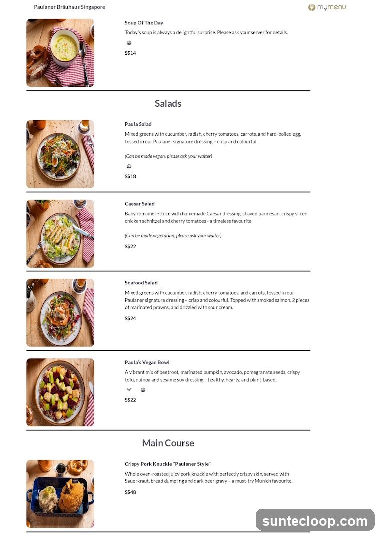 Paulaner Bräuhaus Singapore Menu